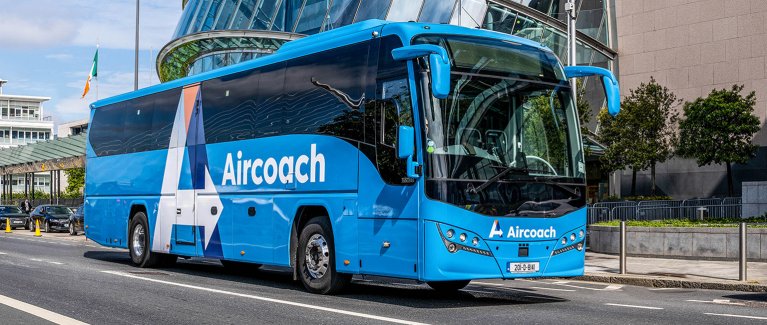 Aircoach in dublin city centre road